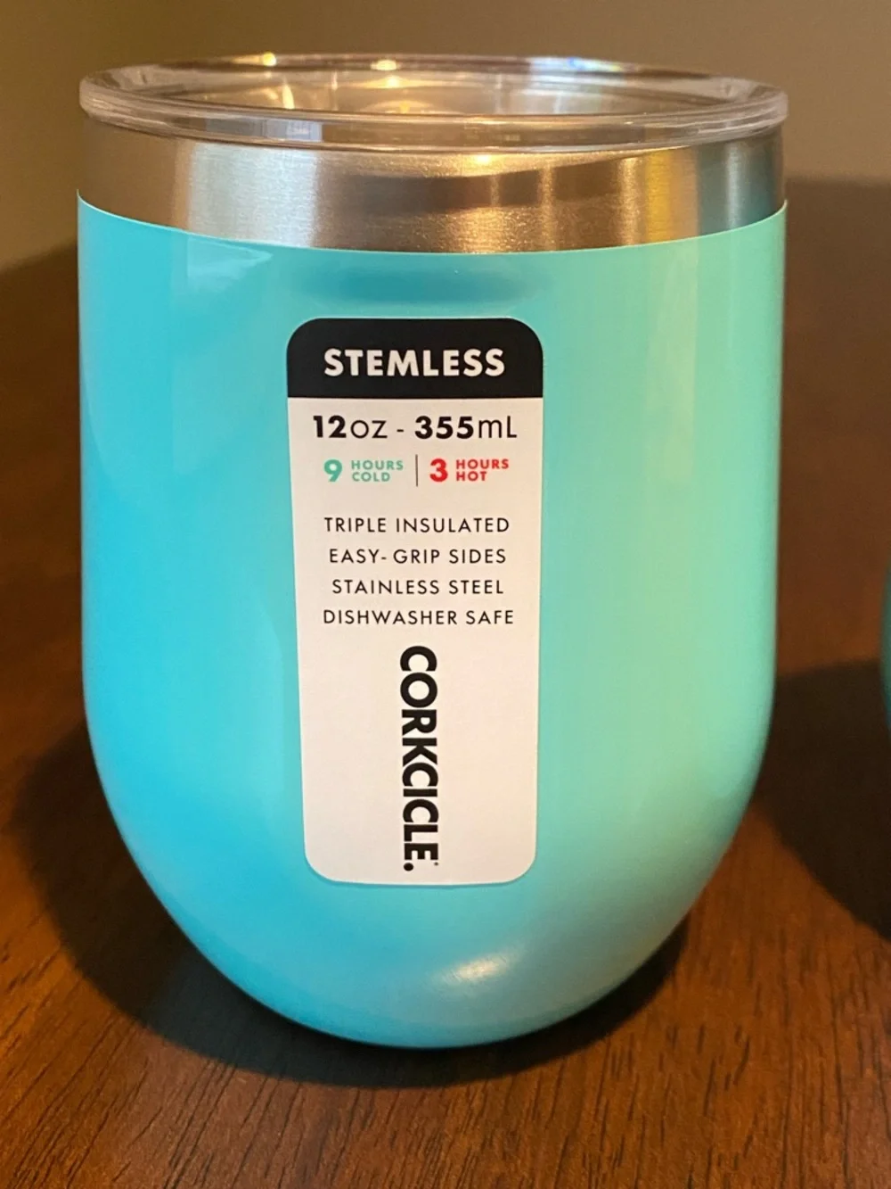 NIB Two Corkcicle Stemless Insulated Tumblers in Turquoise (Uline Branded)